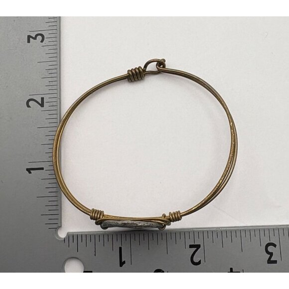 Vintage Silver Tone Compass on Bronze Wire Bracelet Retro - Picture 3 of 9